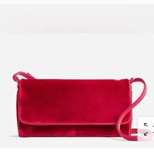 NWT J. Crew Ruby Red Florence convertible clutch in velvet